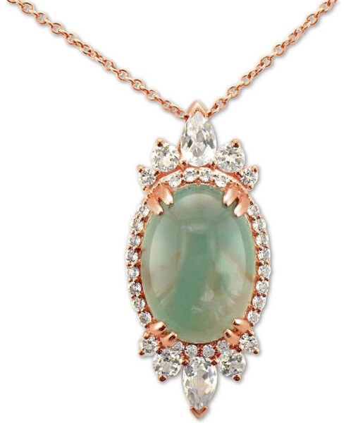 Peacock Aquaprase (14 x 10mm) & Vanilla Topaz (1 ct. t.w.) 18" Pendant Necklace in 14k Rose Gold