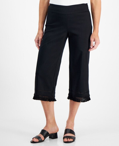 Petite Fringe-Trim Capri Pants, Created for Macy's