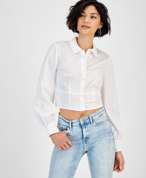 Women's Monica Lace-Up-Back Cropped Blouse