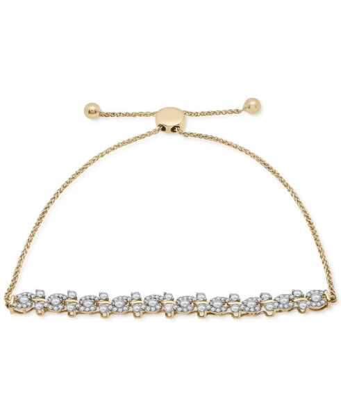 Diamond Swirl Cluster Bolo Bracelet (1 ct. t.w.) in 14k Gold, Created for Macy's