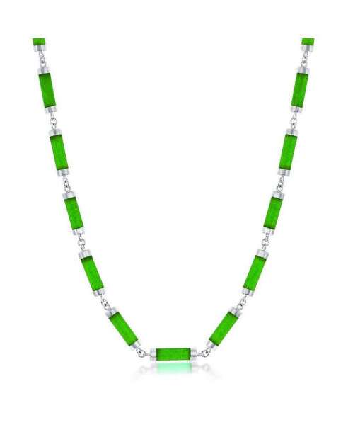 Sterling Silver Jade Linked Bars Necklace