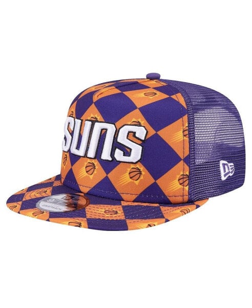 Men's Purple Phoenix Suns Seeing Diamonds A-Frame Trucker 9FIFTY Snapback Hat