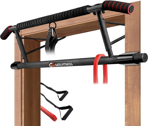 GATE FITNESS™ Pull Up Bar/Pull-Up Bar for Door Frames - Perfect Power Station for Home - No Screws | Foldable Exercise Bike - Includes Pull Up Band + Sling Trainer + Training Poster
