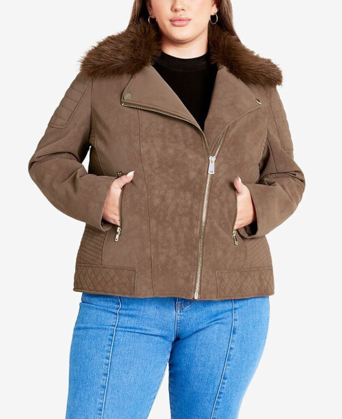 Куртка AVENUE Plus Size Natalia с отделкой из искусственного меха