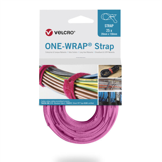 VELCRO ONE-WRAP - Releasable cable tie - Polypropylene (PP) - Velcro - Pink - 150 mm - 20 mm - 25 pc(s)