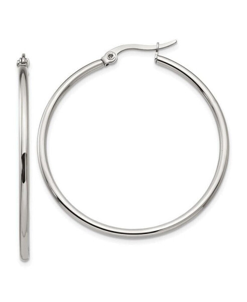 Stainless Steel Polished Diameter Hoop Earrings