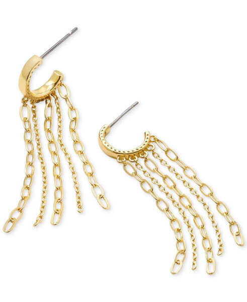 Gold-Tone Multi Strand Chain Dangle Hoop Earrings