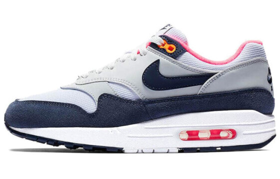 Кроссовки Nike Air Max 1 "Midnight Navy Pink" Бело-сине-розовые, низкие, женские 319986-116