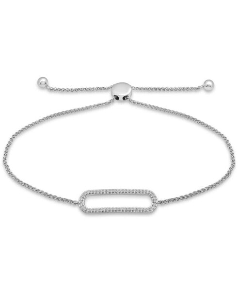 Diamond Pavé Large Link Bolo Bracelet (1/6 ct. t.w.) in 10k White Gold, Created for Macy's