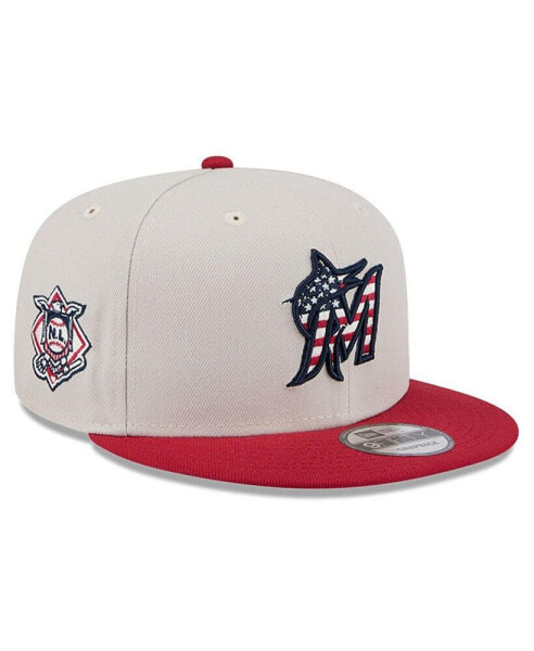 Men's Red Miami Marlins 2024 Fourth of July 9FIFTY Snapback Hat