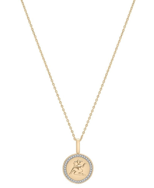Diamond Libra Disc 18" Pendant Necklace (1/10 ct. t.w.) in Gold Vermeil, Created for Macy's