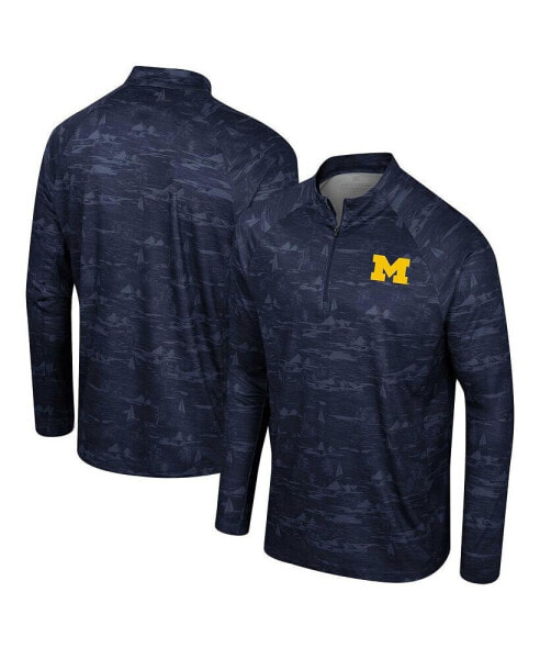 Men's Navy Michigan Wolverines Carson Raglan Quarter-Zip Jacket