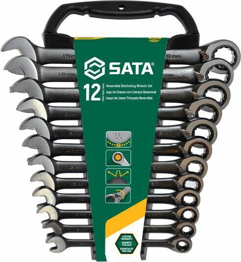 Ручные инструменты SATA Zestaw 12 ключей плоско-глазковых с грязеткой GEARWRENCH ® - черная серия