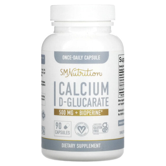 Витамины и минералы SMNutrition Кальций D-Glucarate + BioPerine, 500 мг, 90 капсул