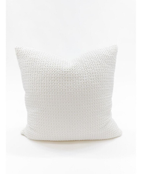 White 20x20 Down Cotton Waffle Weave Pillow