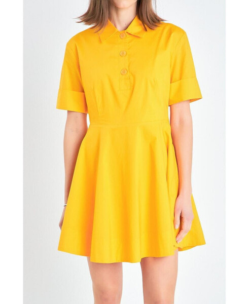 Women's Cotton Shirt Mini Dress