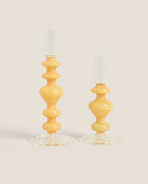 Shaped glass candlestick