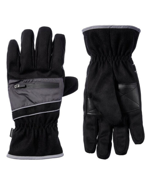 Men's Microsuede Water Repellent Gloves with Zipper Pouch