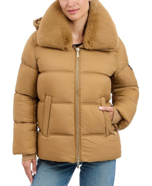 Women's Faux-Fur-Collar Hooded Puffer Coat, Created for Macy's