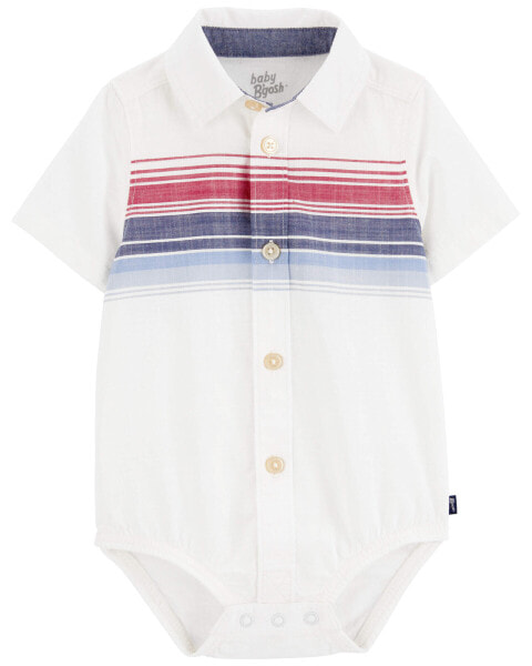 Baby Striped Button-Front Bodysuit 3M