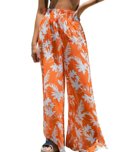 Women's Smocked Wide Leg Cover-Up Pants