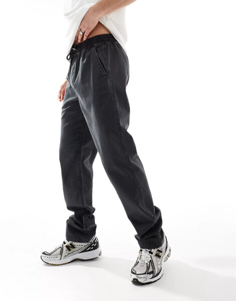 ASOS DESIGN straight leg pull on trouser in charcoal