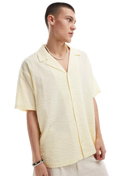 Reclaimed Vintage oversized revere shirt in yellow texture