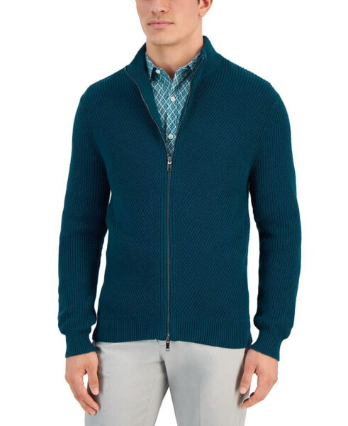 Men's Heavy Rib Zip-Front Sweater Jacket, Created for Macy's