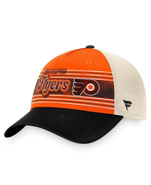 Men's Orange, Black Distressed Philadelphia Flyers Heritage Vintage-Like Trucker Adjustable Hat