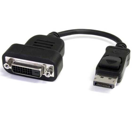 StarTech.com DisplayPort to DVI Adapter - Active DisplayPort to DVI-D Adapter/Video Converter 1080p - DP 1.2 to DVI Monitor Cable Adapter Dongle - DP to DVI Adapter - Latching DP Connector - 0.2 m - DisplayPort - DVI-D - Male - Female - Straight