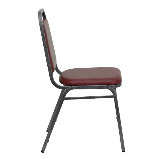 Hercules Series Trapezoidal Back Stacking Banquet Chair In Burgundy Vinyl - Silver Vein Frame