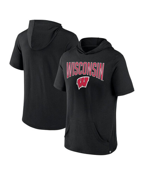 Men's Black Wisconsin Badgers Outline Lower Arch Hoodie T-shirt