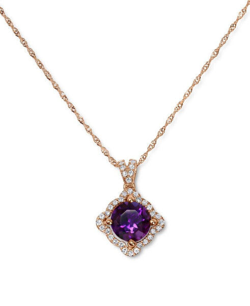 London Blue Topaz (1-1/2 ct. t.w.) & Diamond (1/8 ct. t.w.) 18" Pendant Necklace in 14k White Gold (Also in Amethyst)
