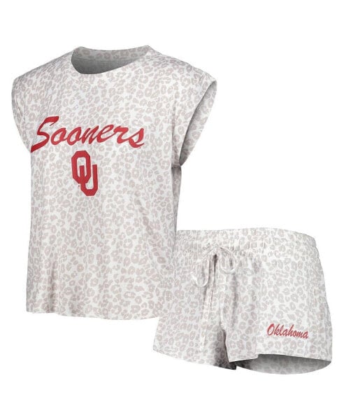 Women's Cream Oklahoma Sooners Montana T-shirt and Shorts Sleep Set
