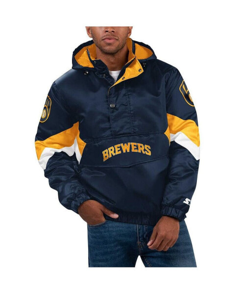 Куртка худи полузип Starter Milwaukee Brewers для мужчин, цвет Navy