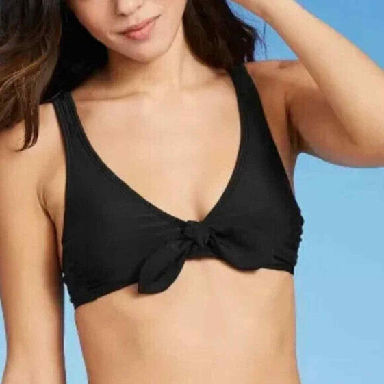 Juniors' Tie-Front Bralette Bikini Top - Xhilaration Black L