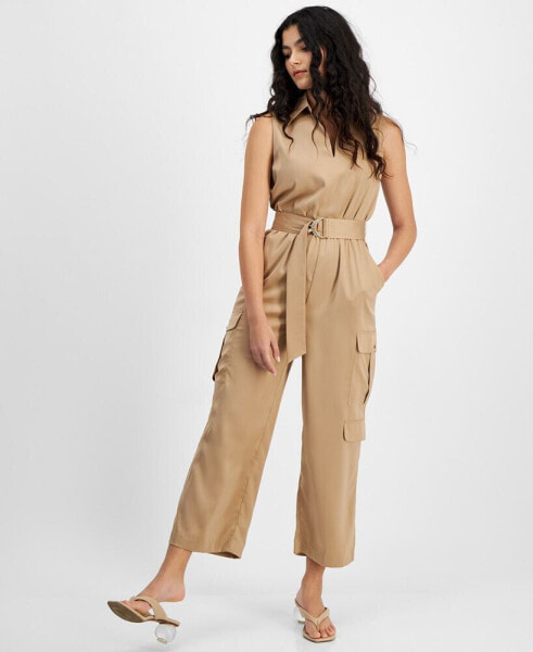 Women's Satin Cargo Jumpsuit, Created for Macy's