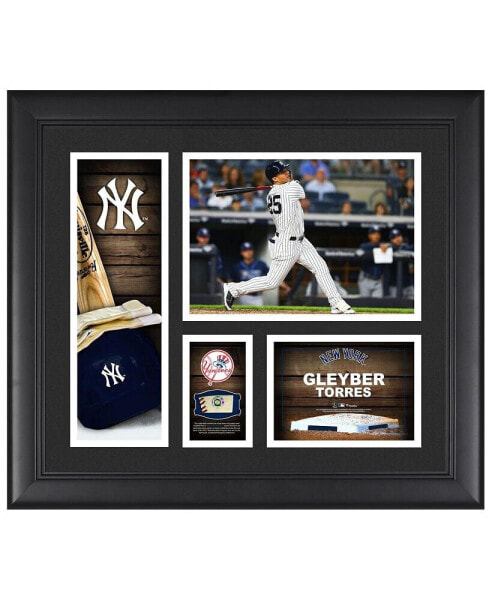 Gleyber Torres New York Yankees Framed 15" x 17" Player Collage with a Piece of Game-Used Baseball