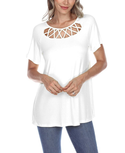 Women's Crisscross Cutout Short Sleeve Top