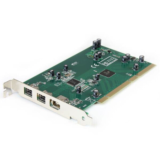StarTech.com 3 Port 2b 1a PCI 1394b FireWire Adapter Card with DV Editing Kit - IEEE 1394/Firewire - PCI 2.2 - Green - Stainless steel - CE - FCC - UL - Texas Instruments - 3AA651W - 0.8 Gbit/s