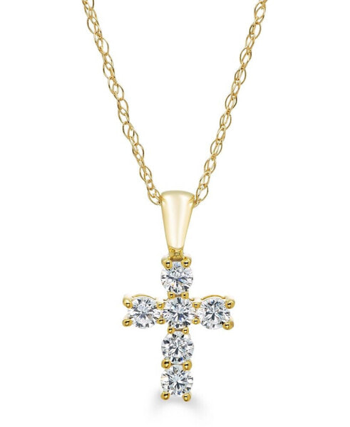 Diamond Baby Cross 18" Pendant Necklace (1/5 ct. t.w.) in 14k White, Yellow or Rose Gold