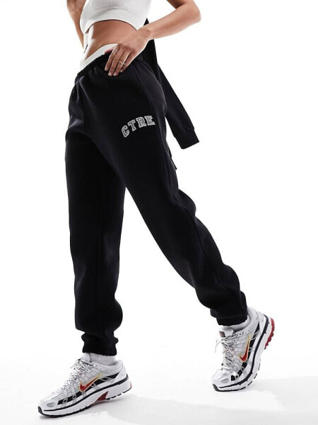 The Couture Club varsity relaxed joggers in black