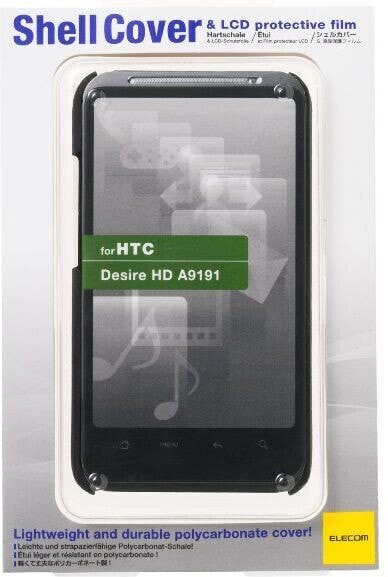 Чехол и пленка для HTC Desire HD "Elecom Shell Cover & folia", черный 12523