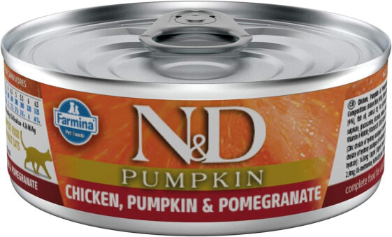Farmina N&D Pumpkin Pastete Katzenfutter(Nassfutter, mit hochwertigen Vitaminen und natürliche Antioxidantien, ohne Mais, Zutaten: Huhn und Granatapfel, Portionsgröße: 70 g)