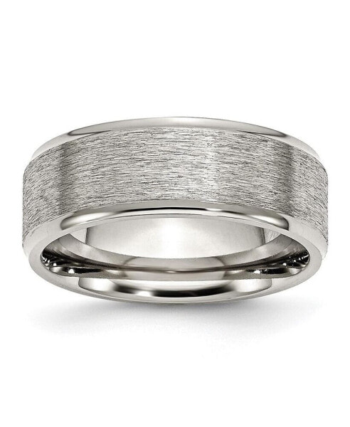 Stainless Steel Polished Grain Finish Center 8mm Edge Band Ring