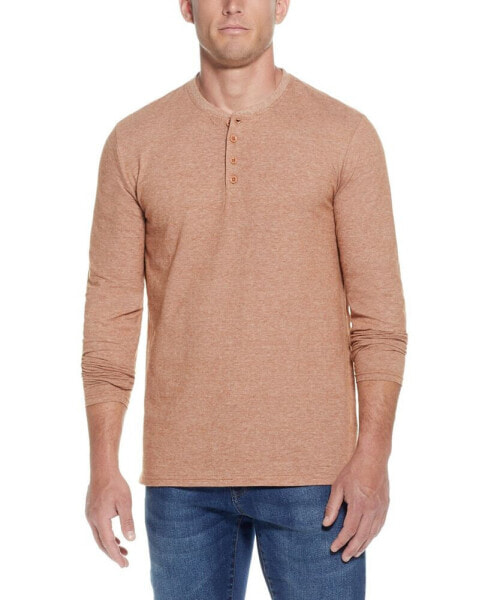 Men's Long Sleeved Microstripe Henley T-shirt