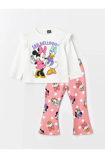 Комплект для девочки LC WAIKIKI Minnie Mouse 2-предметный Sweatshirt и леггинсы со слюдой