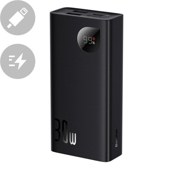 Портативное зарядное устройство Baseus Adaman Внешний аккумулятор 20000mAh 30W Черный + кабель USB-C