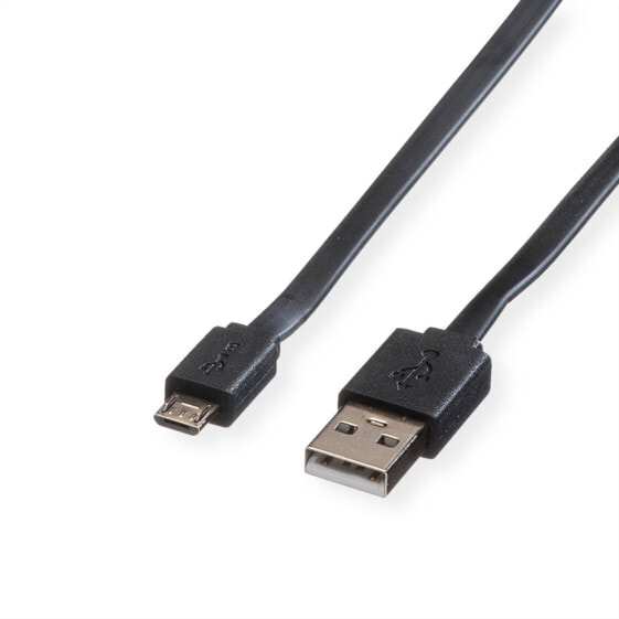 ROLINE USB 2.0 Cable, A - Micro B, M/M, black, 1m 1m, 1 m, USB A, Micro-USB B, USB 2.0, Male/Male, Black