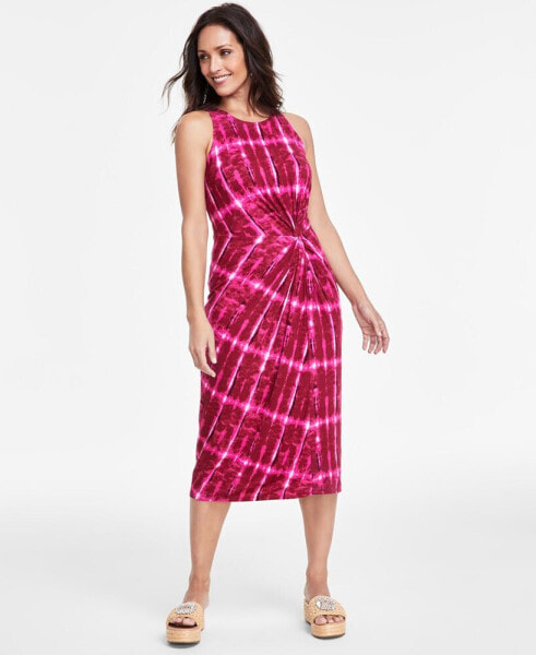 Women's Printed Twist-Front Midi Dress, Created for Macy's